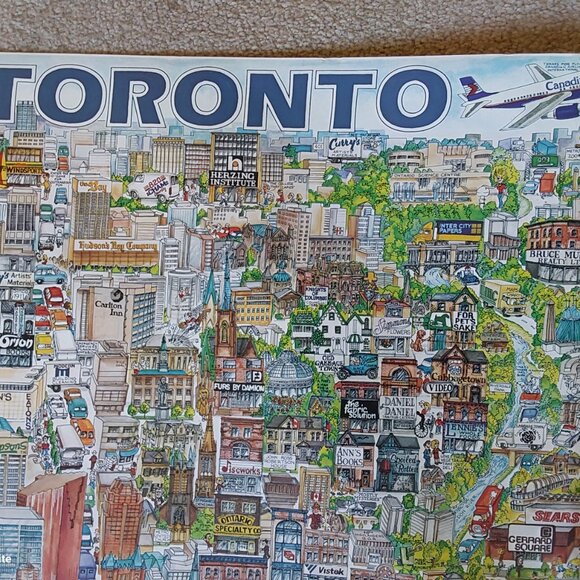 Vintage 1989 Toronto poster by Tom Dodds landmarks and businesses 101 x 71 cm - Picture 2 of 12